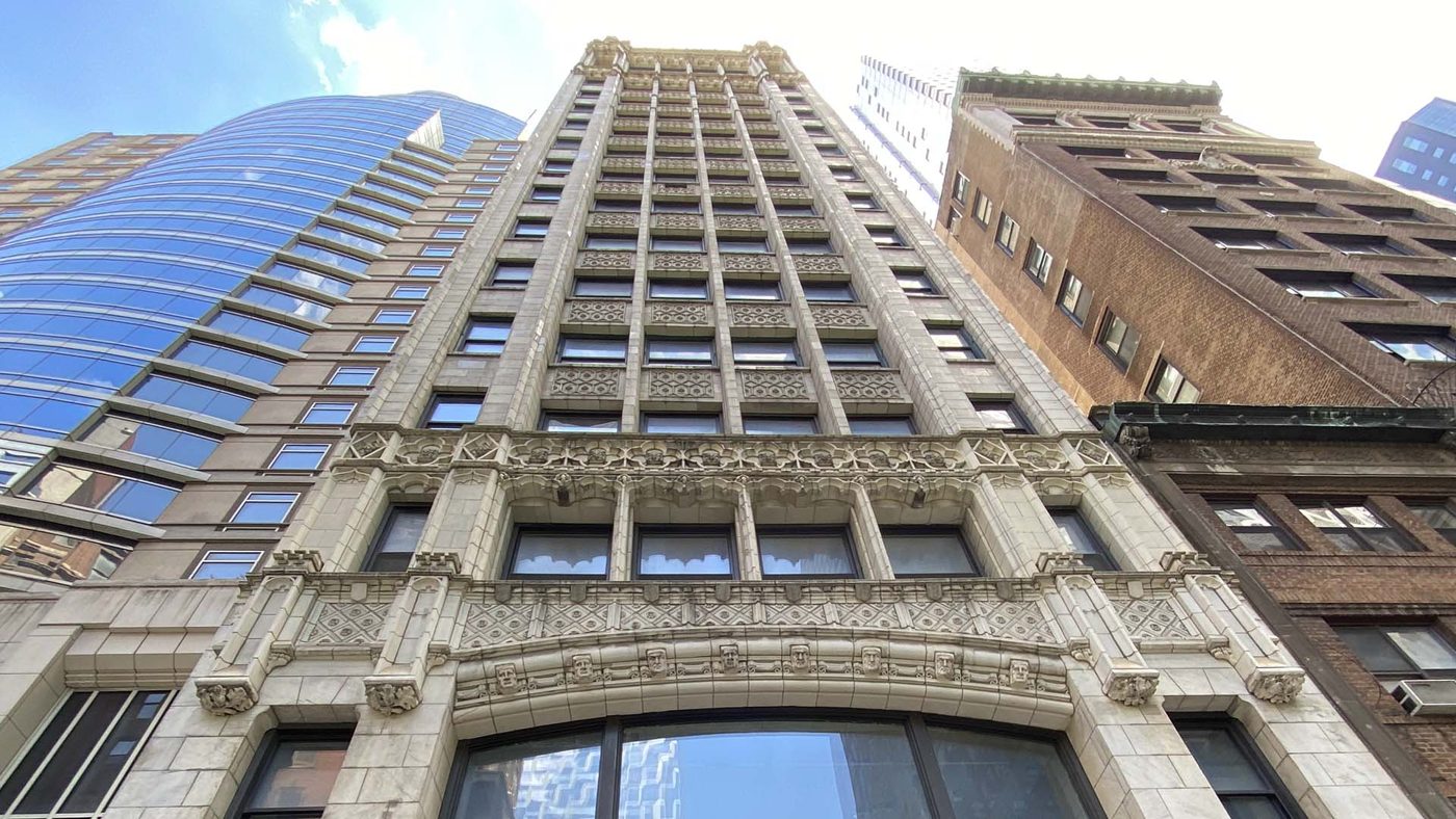 Looking up at the studio's Midtown building